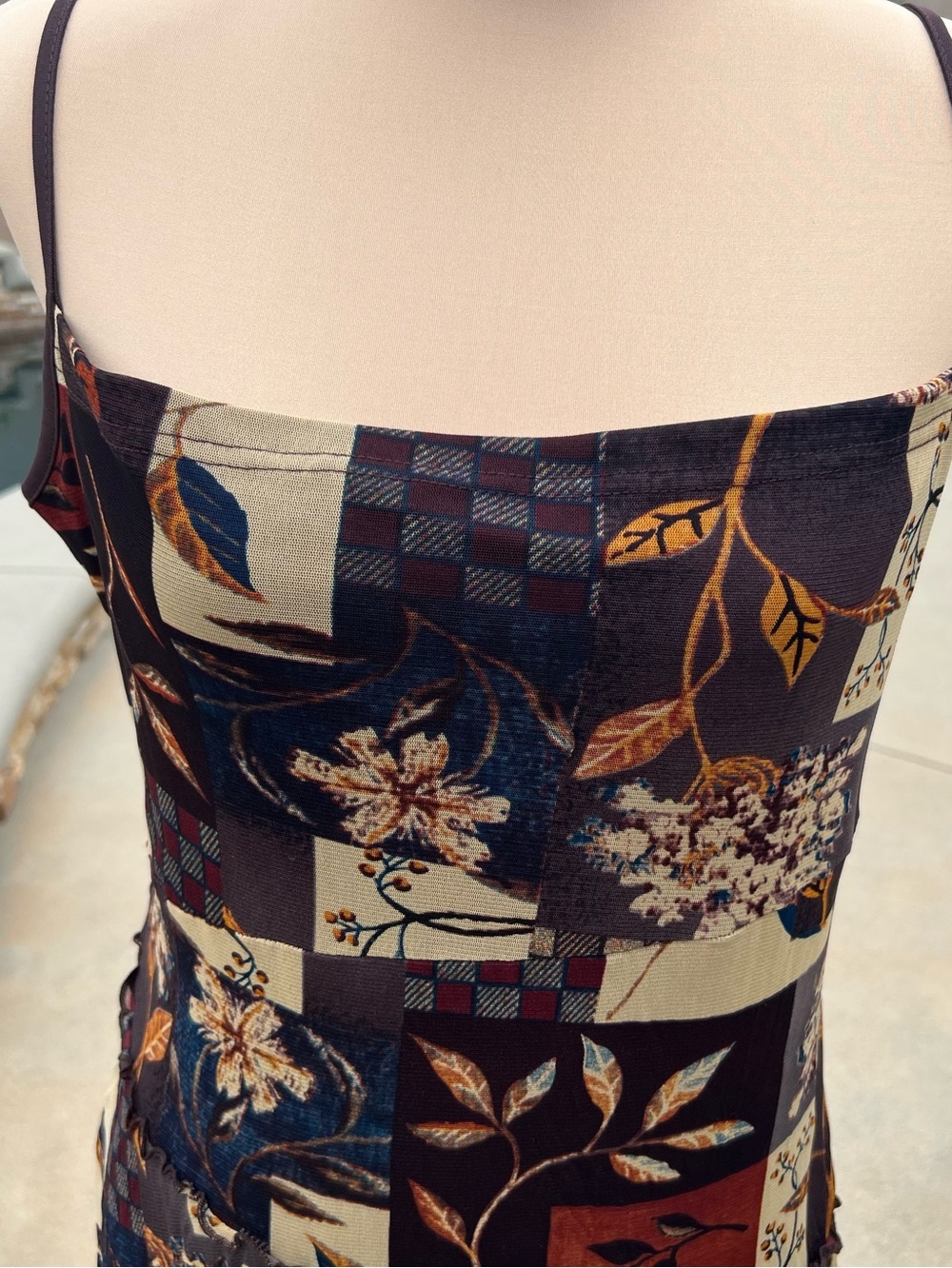 Cider Black & Brown Floral Patchwork Mini Dress Size 1x - Picture 4 of 13